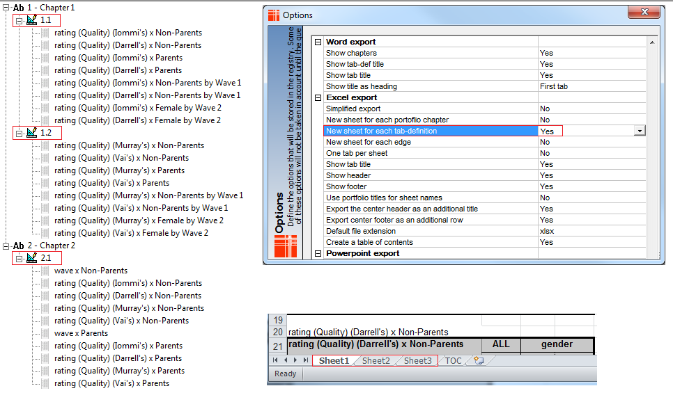 New sheet for each table definition in export to Excel options New sheet for each table definition in export to Excel options