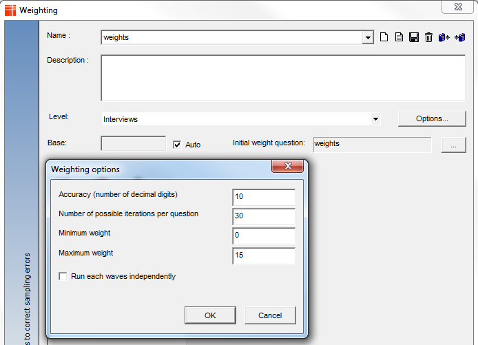Weighting options in askiaanalyse Weighting options in askiaanalyse