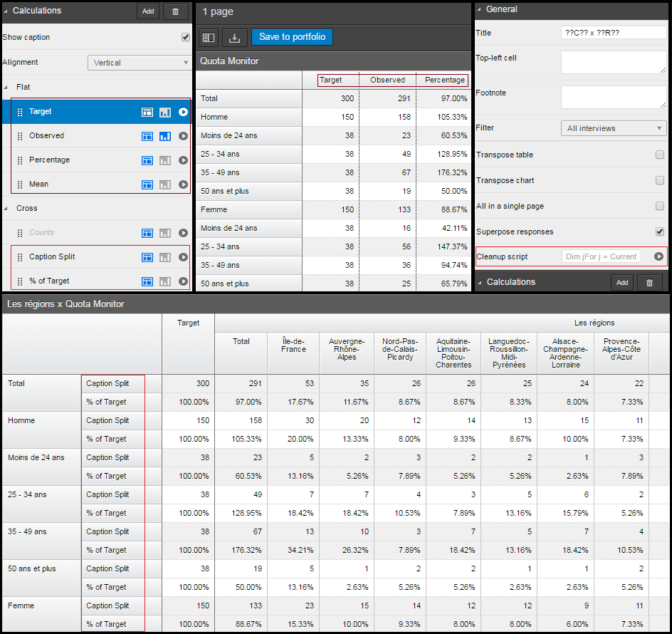 Quota Monitoring in AskiaVista screenshot