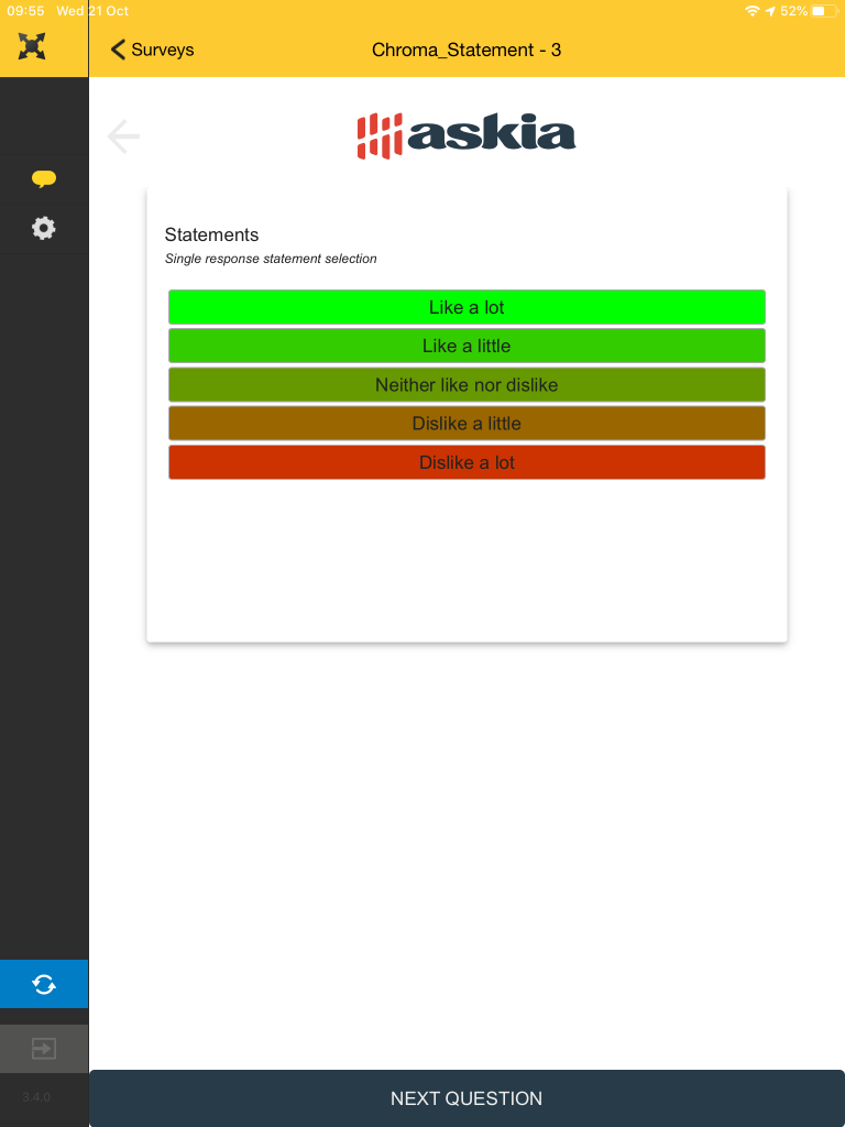 Example survey using the Chroma ADP with the Statements ADC.